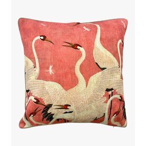 COPY - Pillow Crane Egret Oriental Whimsical Style Chinoiserie Colorful Decor